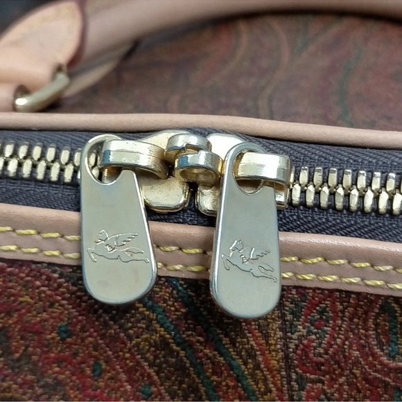 Etro Travel Bag  Brown PVC with strap and lock and key and luggage tag EUC - Picture 8 of 9